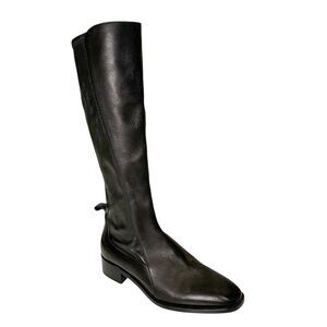 Christian Louboutin Tagastretch Knee High Boots Black Leather EU 38 Low Heel